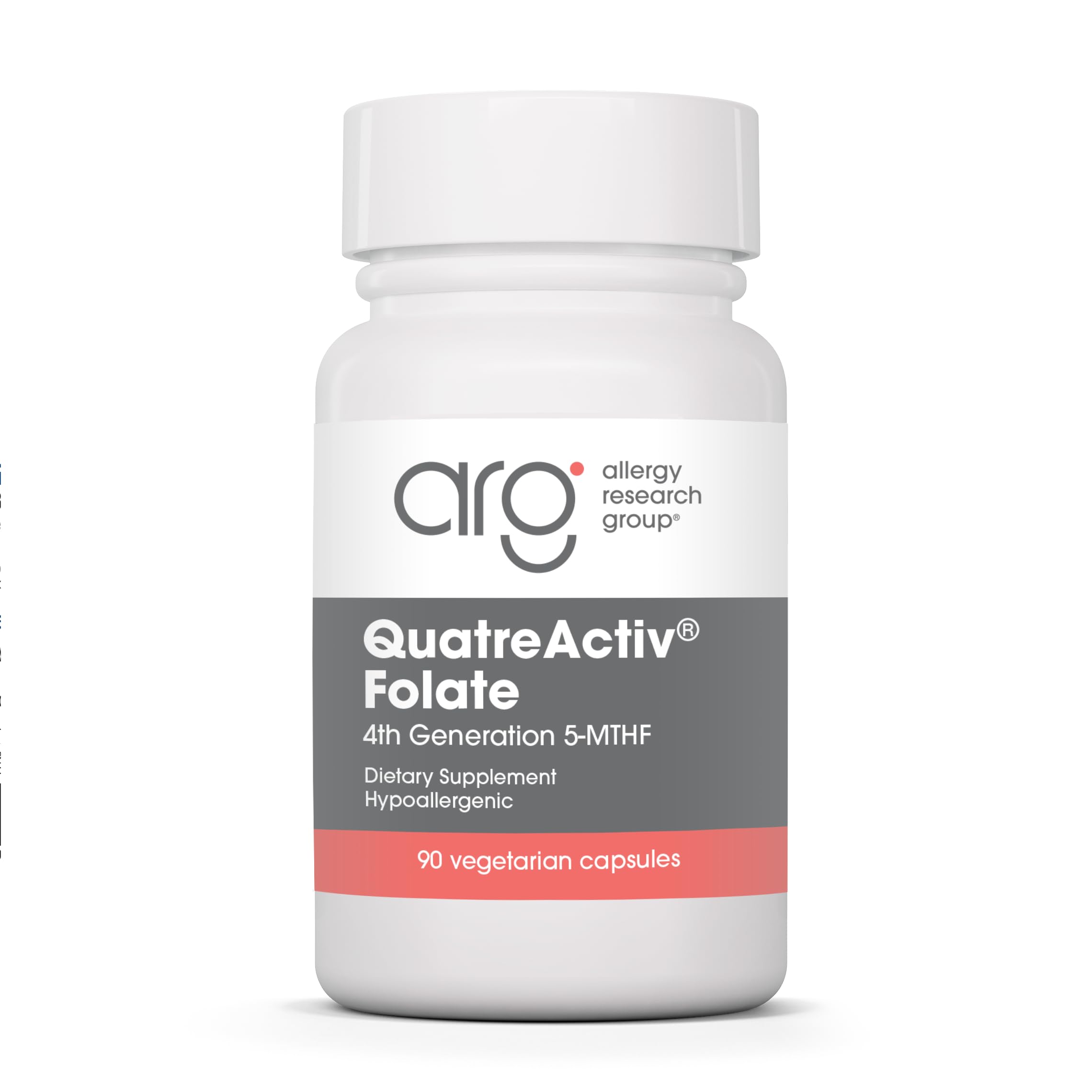 Allergy Research Group QuatreActiv Folate: bouteille sur fond blanc soutenant le métabolisme folaté.