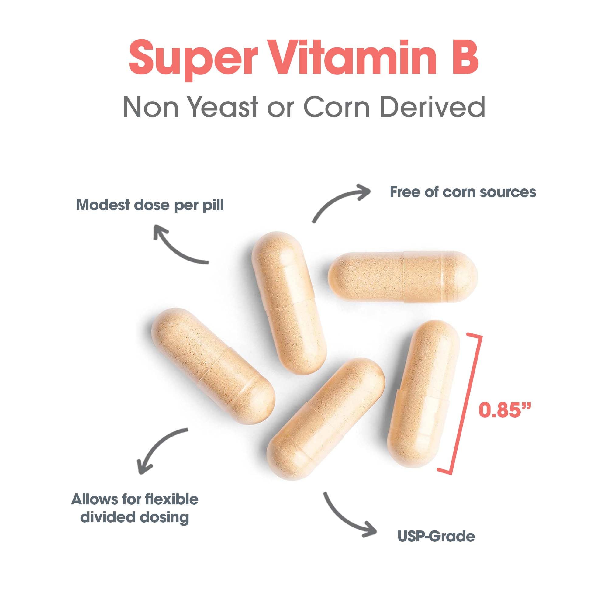 Allergy Research Group Supplément Vitamine B étiquette claire et hypoallergénique.