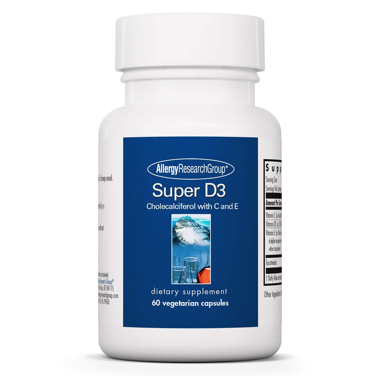 Allergy Research Group Super D3: bouteille de capsules soutenant les os et l'immunité