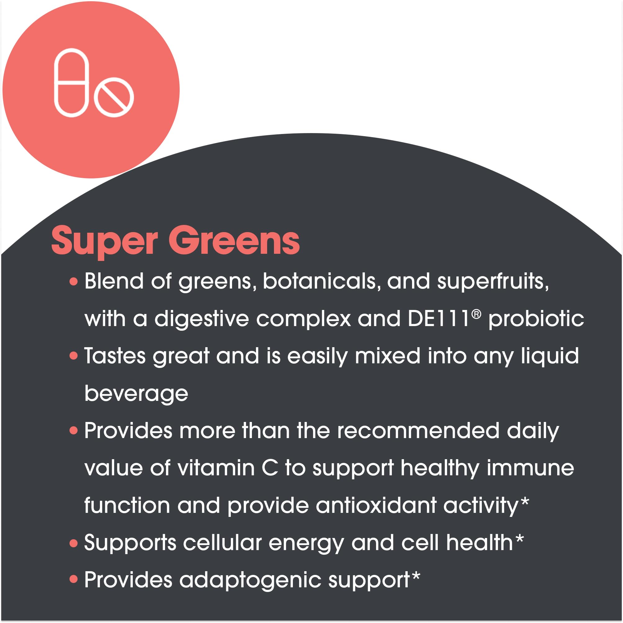 Allergy Research Group Super Greens – spiruline et chlorelle, feuilles riches en nutriments.