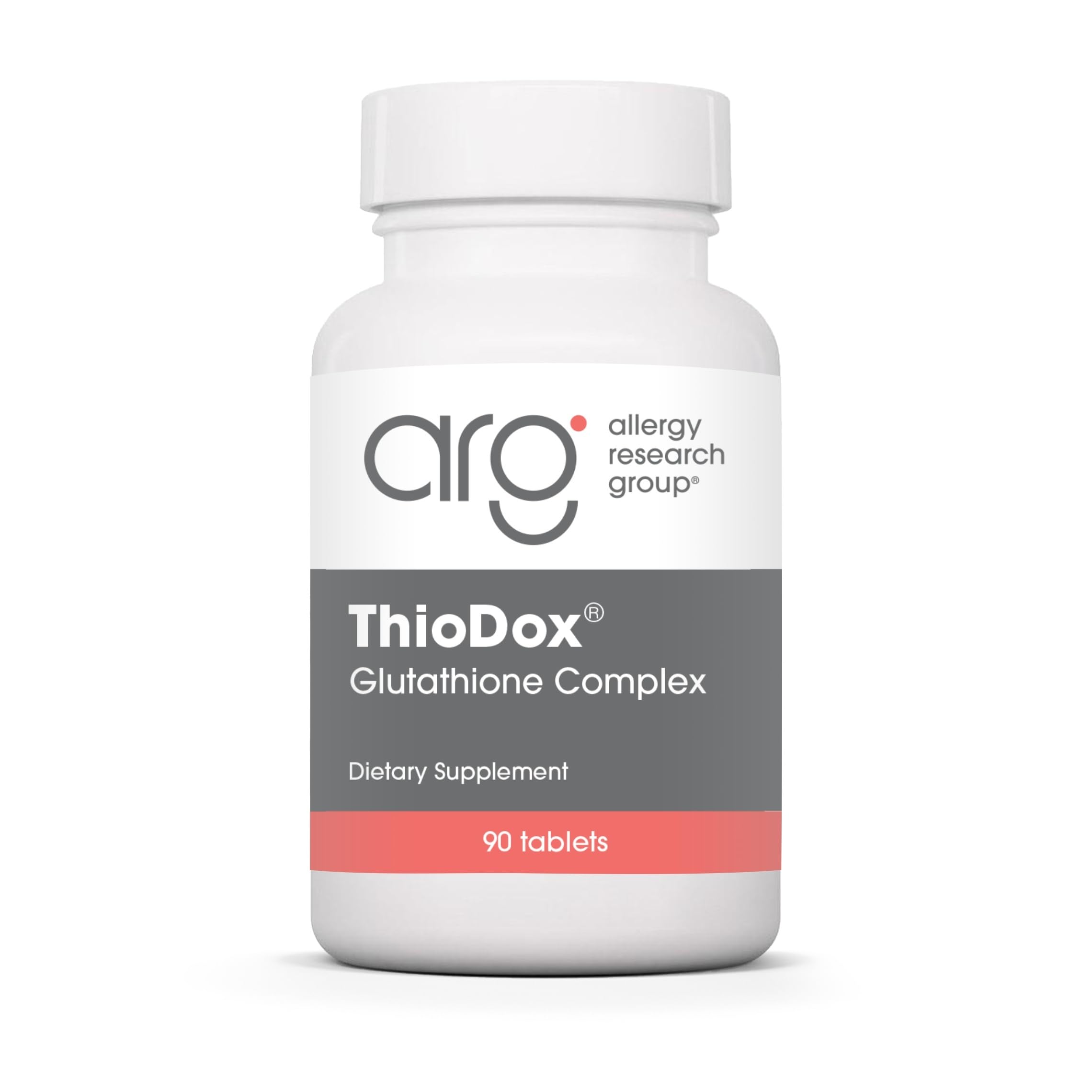 ThioDox d'Allergy Research Group : boîte de tablettes, soutien antioxydant potentiel.
