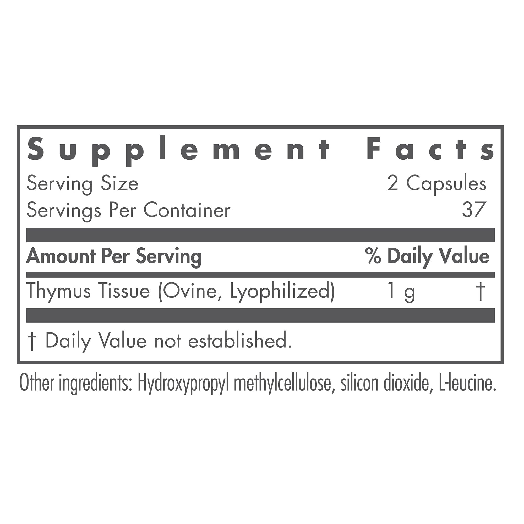 Allergy Research Group Thymus, capsules lyophilisées, soutien immunitaire quotidien potentiel.