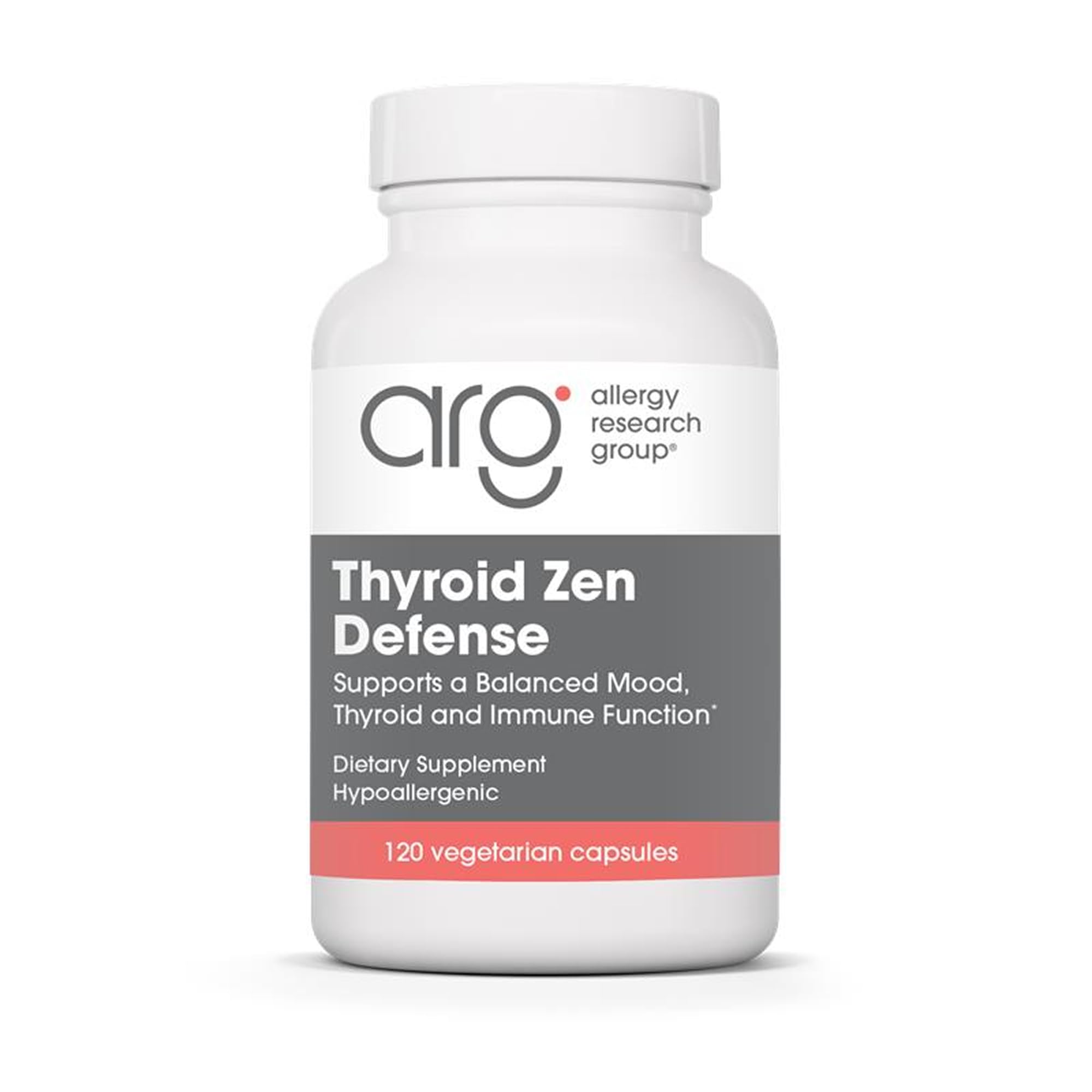 Allergy Research Group Thyroid Zen Defense – bouteille montrant un soutien thyroïdien potentiel.