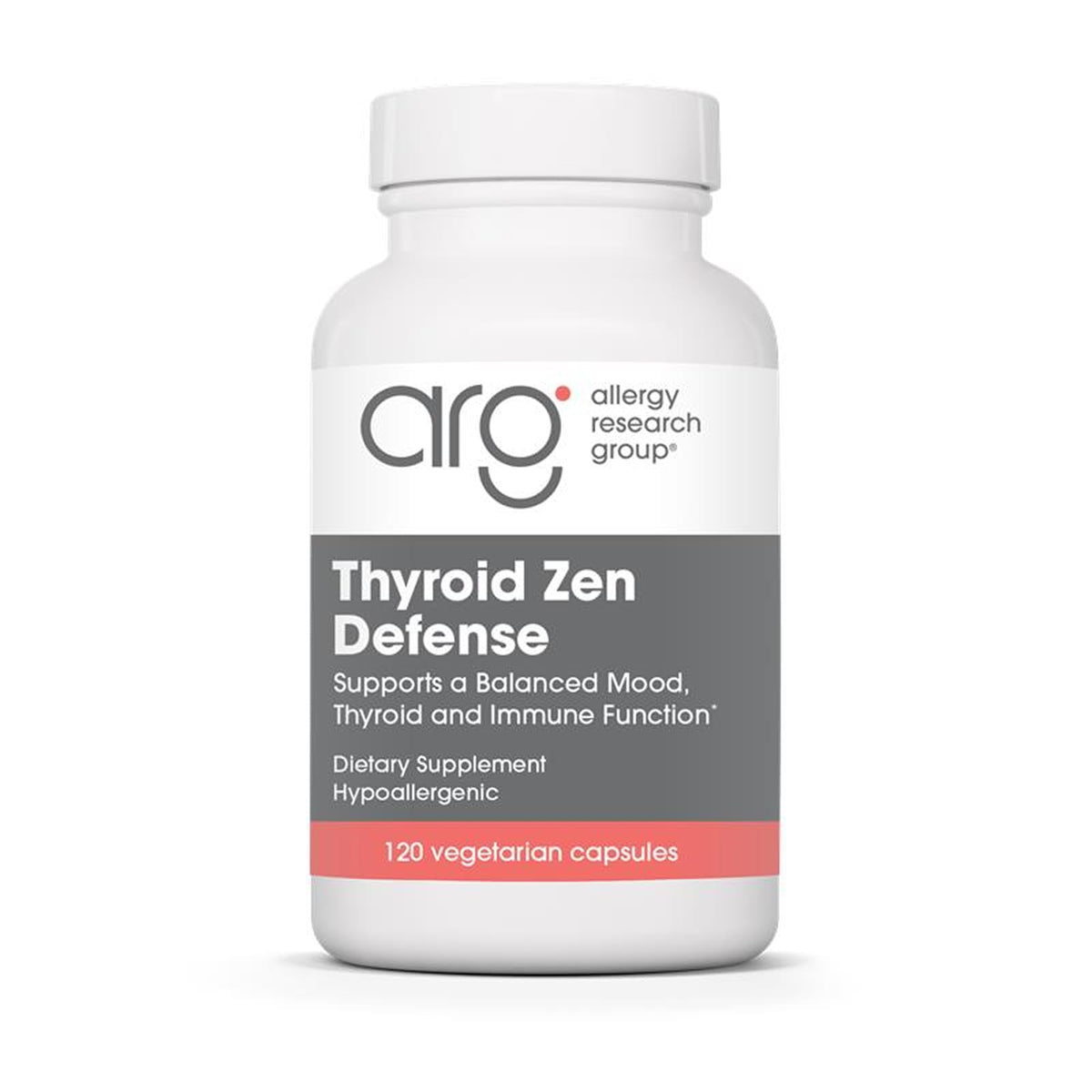 Allergy Research Group Thyroid Zen Defense – bouteille montrant un soutien thyroïdien potentiel.