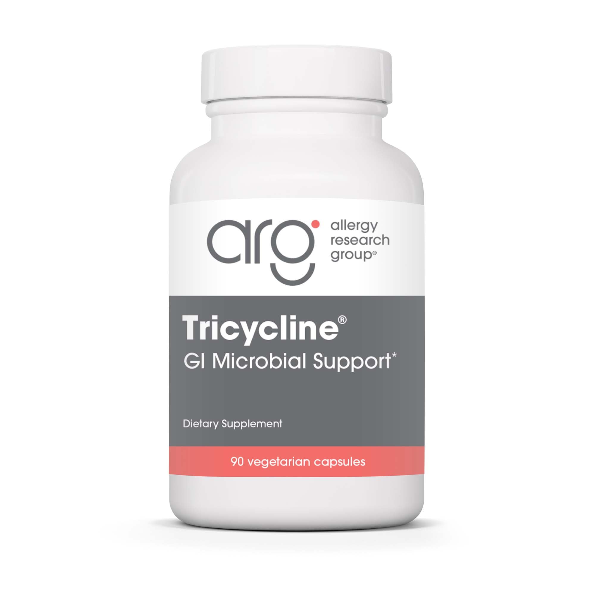 Tricycline d'Allergy Research Group: bouteille de capsules, soutien potentiel à l'équilibre intestinal.