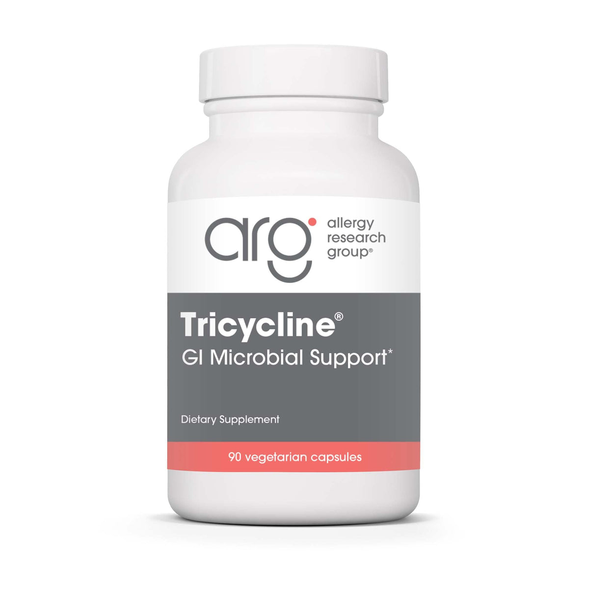 Tricycline d'Allergy Research Group: bouteille de capsules, soutien potentiel à l'équilibre intestinal.