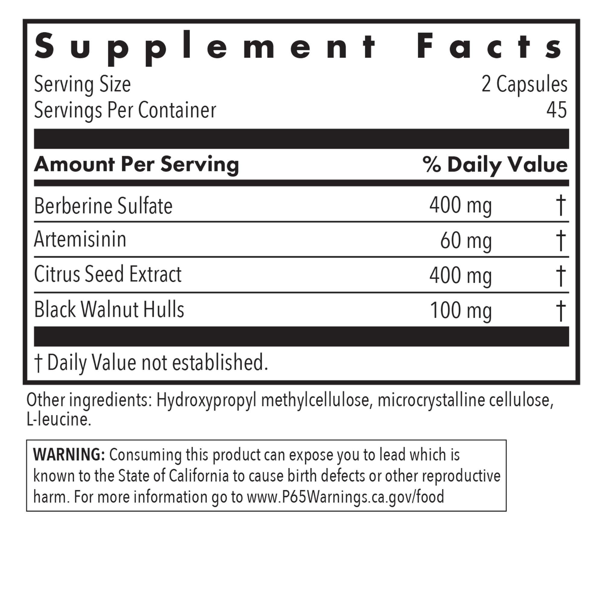 Tricycline d'Allergy Research Group, étiquette claire, informations sur les ingrédients et l'usage.
