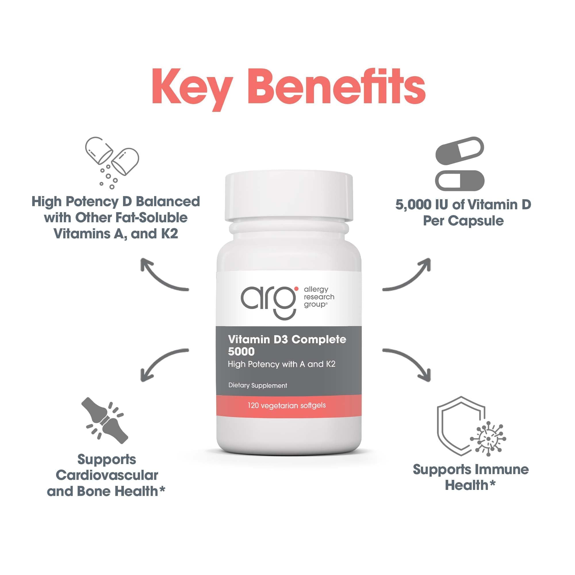 Allergy Research Group vitamine D3 Complete 5000 – ingrédients détaillés
