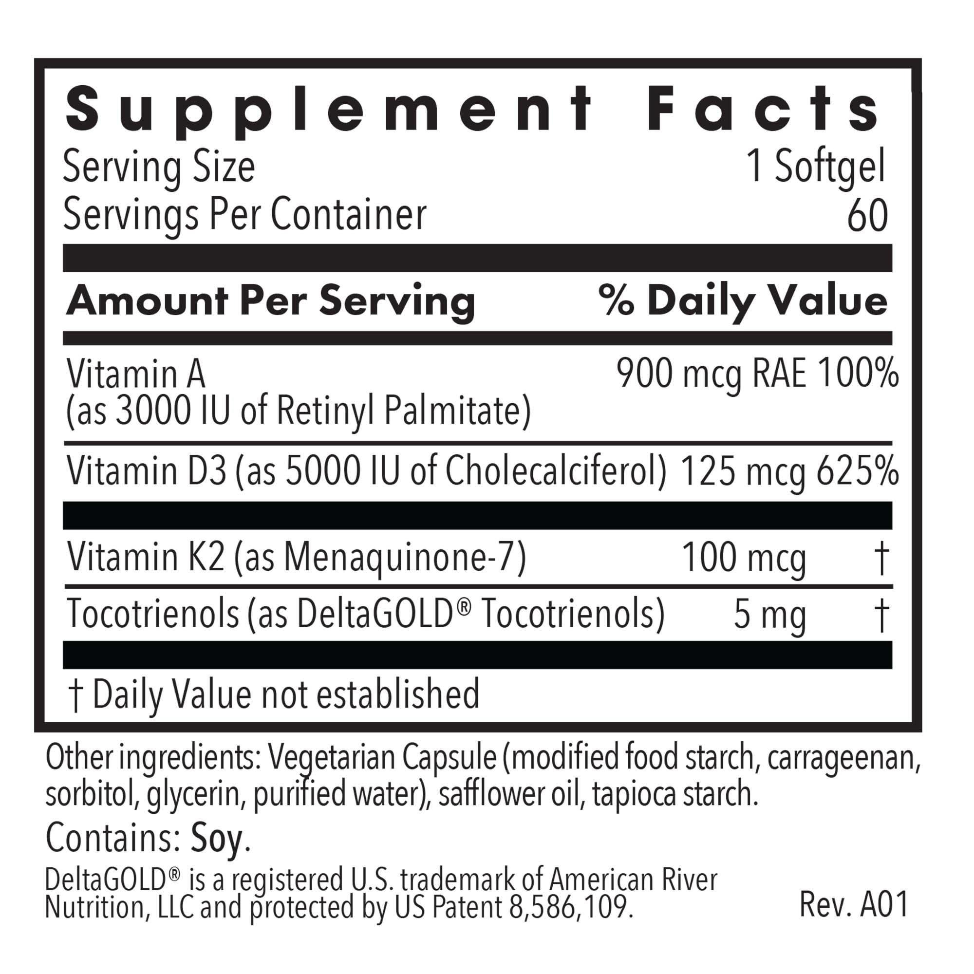Allergy Research Group Vitamine D3 Complete: étiquette claire, dosage quotidien pratique.