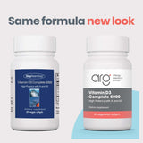 Allergy Research Group Vitamine D3 Complete: gélules visibles, formulation végétarienne adaptée à divers régimes.
