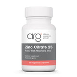 Allergy Research Group Zinc Citrate – bouteille et gélules, soutien immunitaire potentiel.