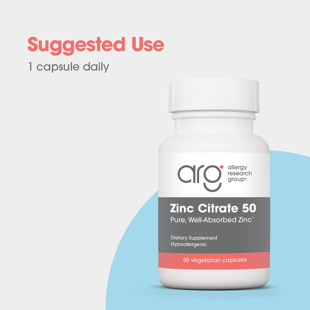 Allergy Research Group Zinc Citrate – gelules: absorption douce et efficace pour l'équilibre nutritionnel.