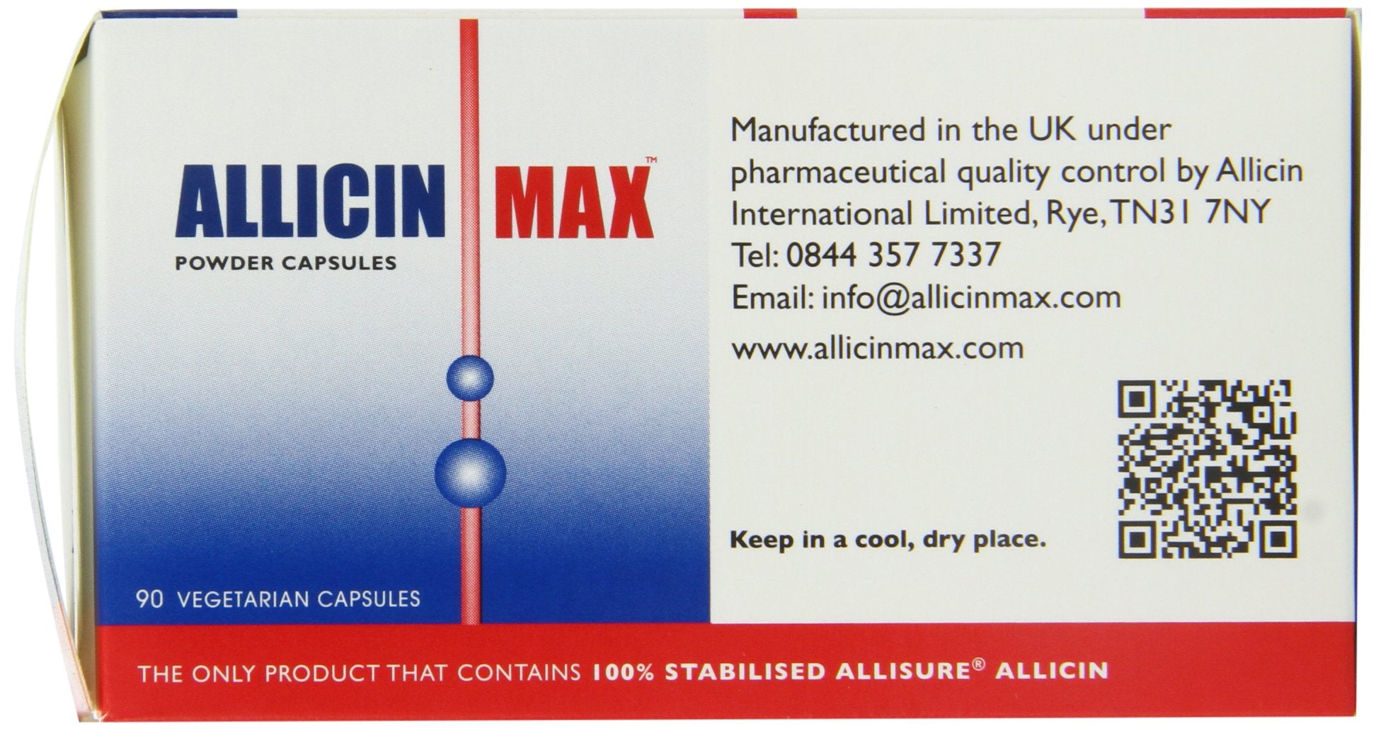 ALLICINMAX Allicin pur capsules - bouteille, format pratique pour routine quotidienne.