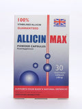 ALLICINMAX Allicin Max – vue avant de la bouteille, gélules stabilisées pour absorption rapide.