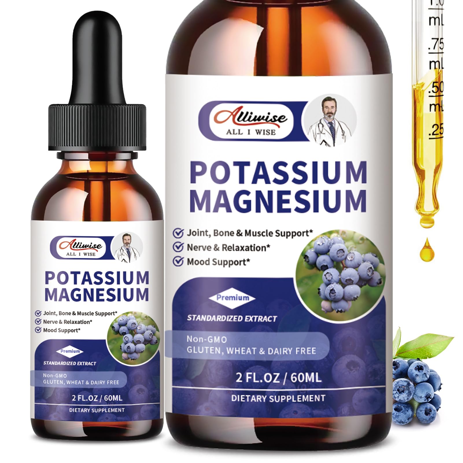 Alliwise gouttes Potassium Magnésium – bouteille bleuet, soutien à la détente.
