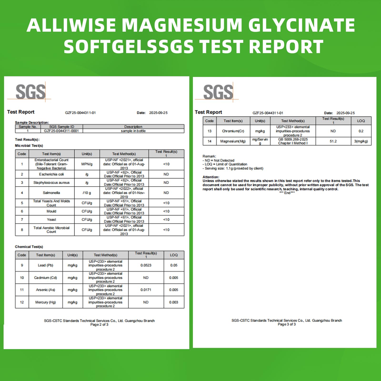 Capsules magnésium glycinate 500 mg pour l'apport quotidien, Alliwise.