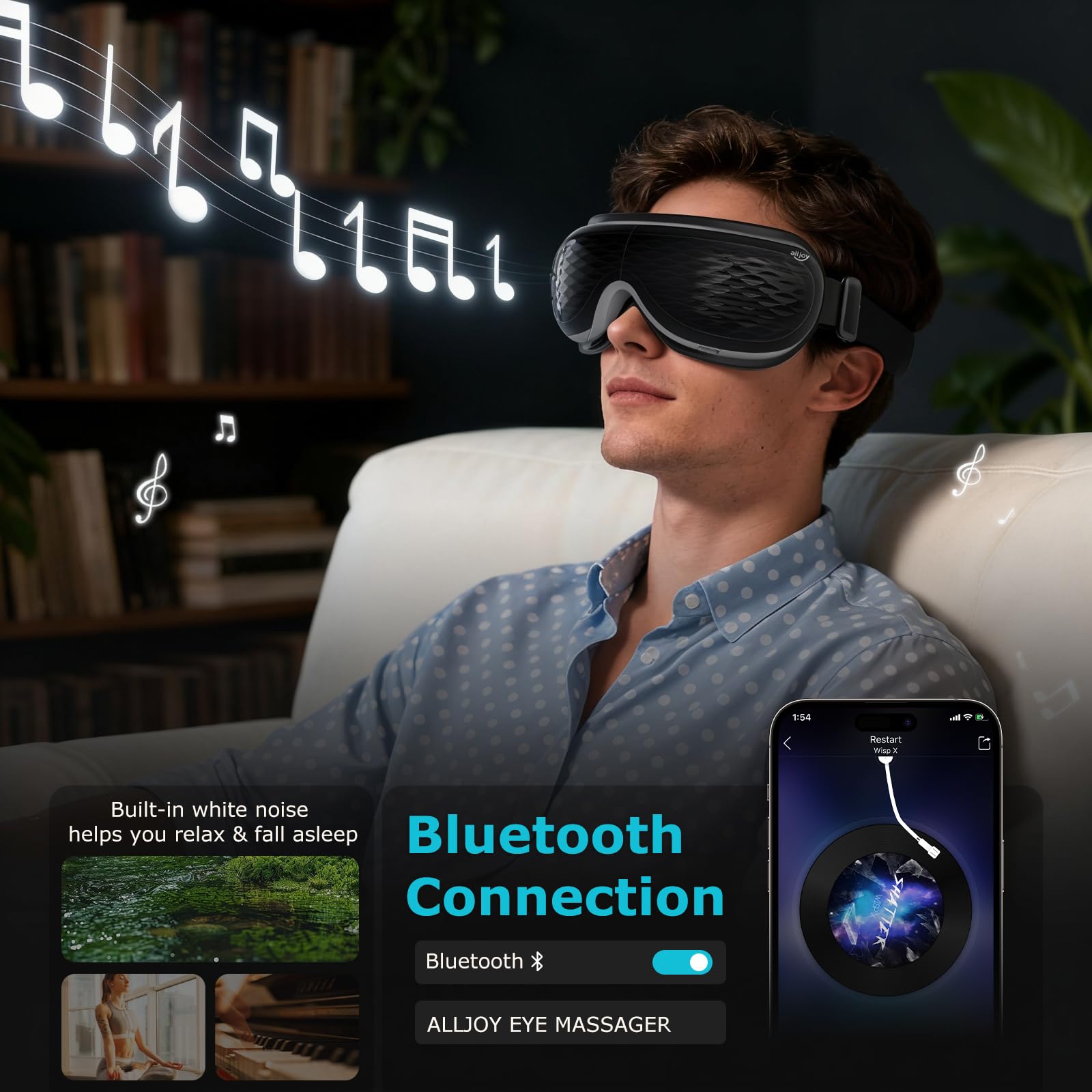 ALLJOY connectivité Bluetooth et musique intégrée pendant le massage