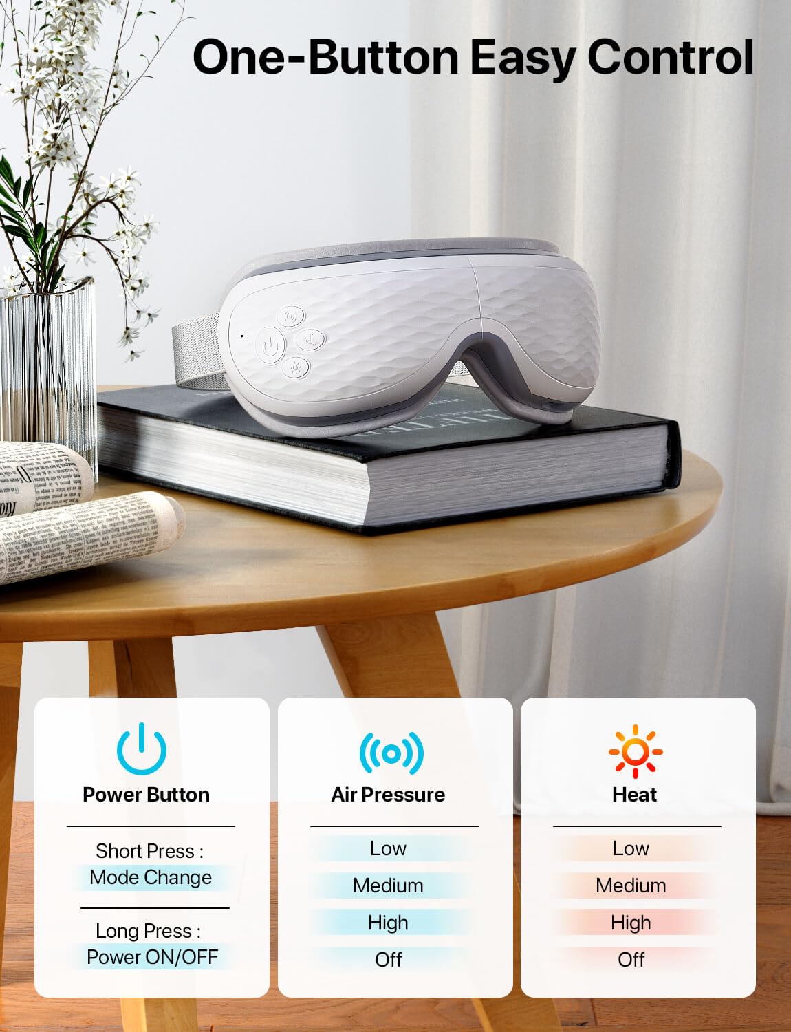 ALLJOY Masque Yeux Chauffage 113°F : chaleur plus profonde pour relaxation.
