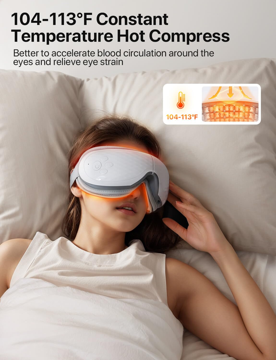 ALLJOY Masque Yeux Musique Intégrée : musique préchargée pour sommeil et détente.