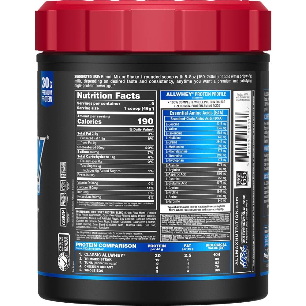 ALLMAX AllWhey Classic vanille gourde-mélangeur prête à l'emploi