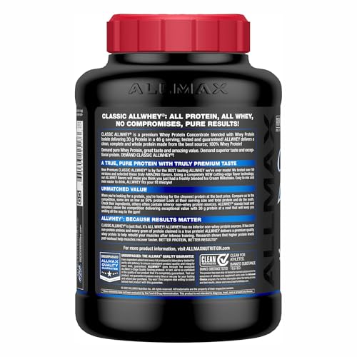 ALLMAX AllWhey Classic Vanille, shaker avec couvercle, mélange rapide et homogène