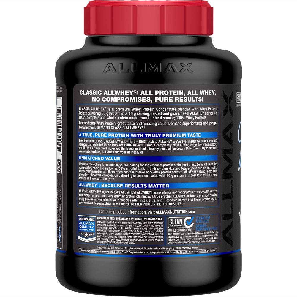 ALLMAX ALLWHEY Classique Biscuits Creme doseur, dosage précis.