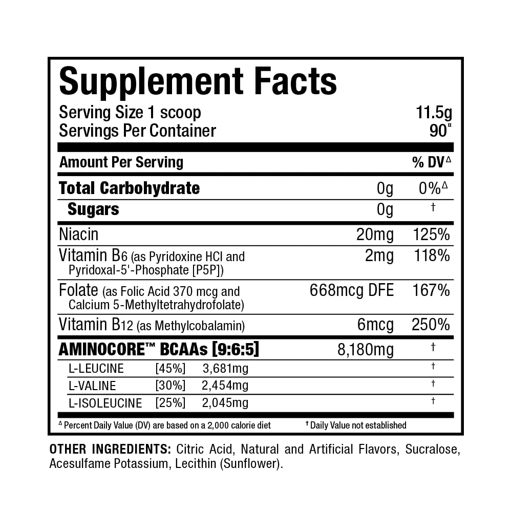 ALLMAX AMINOCORE BCAA poudre testée par des tiers pour pureté.