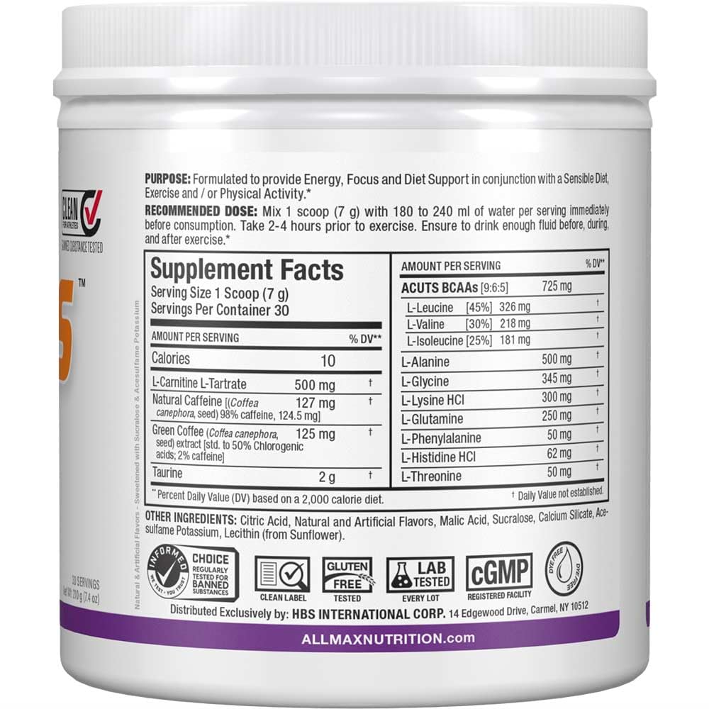 AllMax AMINOCUTS emballage 30 portions, format pratique pour le quotidien.