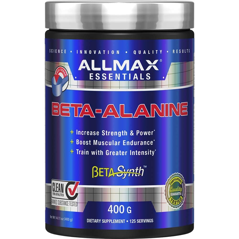 ALLMAX Beta-Alanine poudre, bouteille de 400 g, soutient l’endurance pendant l’entraînement.