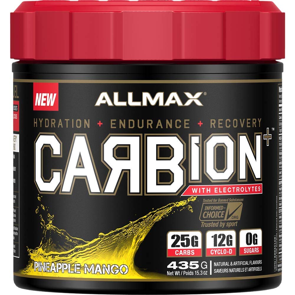 ALLMAX CARBION+ Pineapple Mango — bouteille-shaker pour mélanger rapidement et hydrater pendant l’entraînement.