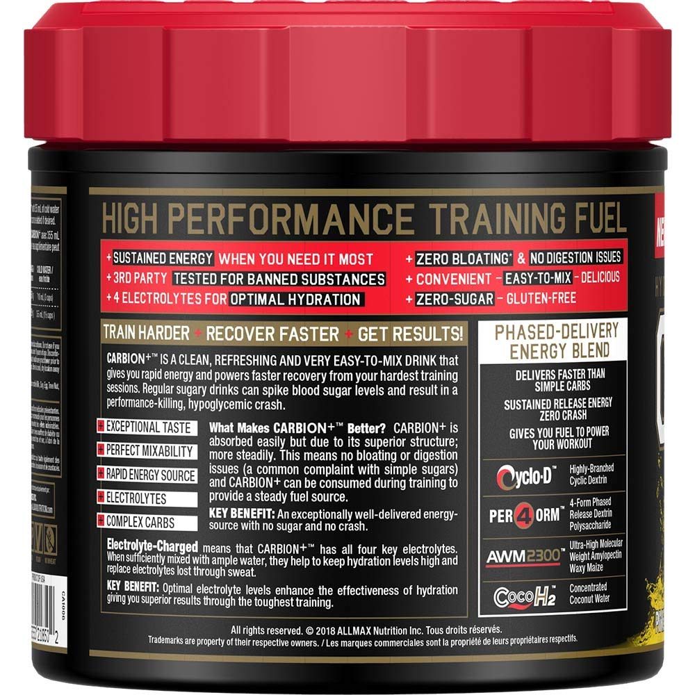 ALLMAX CARBION+ Pineapple Mango — hydratation efficace grâce aux électrolytes ajoutés.