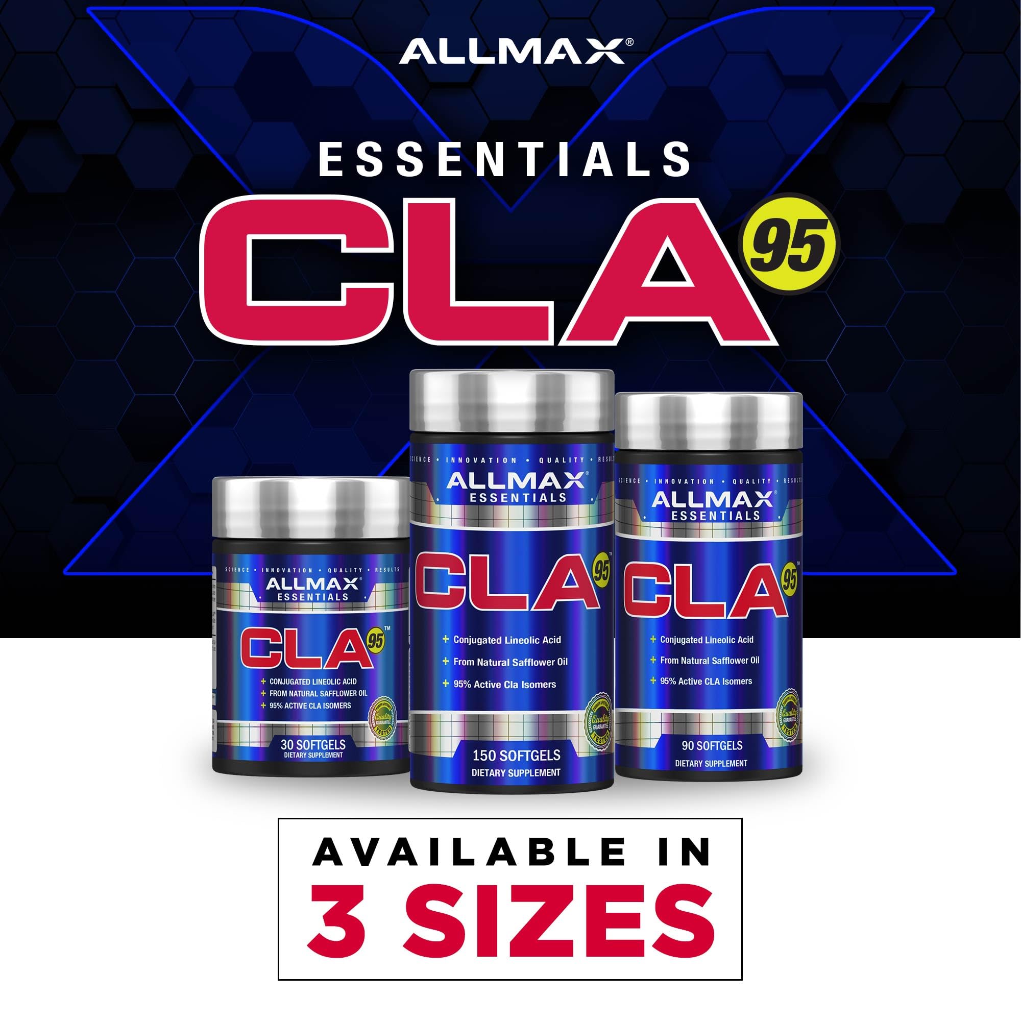 AllMax CLA95 emballage flexible, 30/90/150 gélules selon vos besoins.