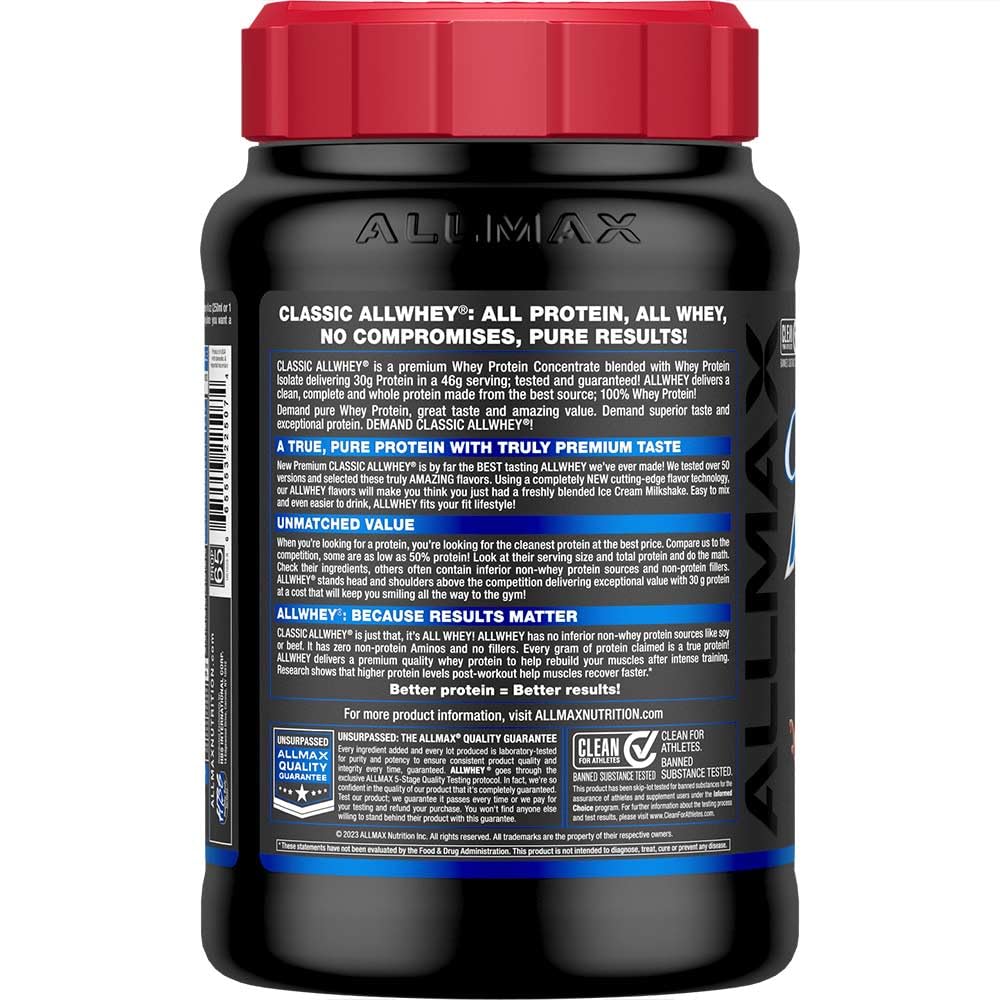 ALLMAX ALLWHEY Chocolat, gout-riche: goût chocolat agréable pour collations protéinées