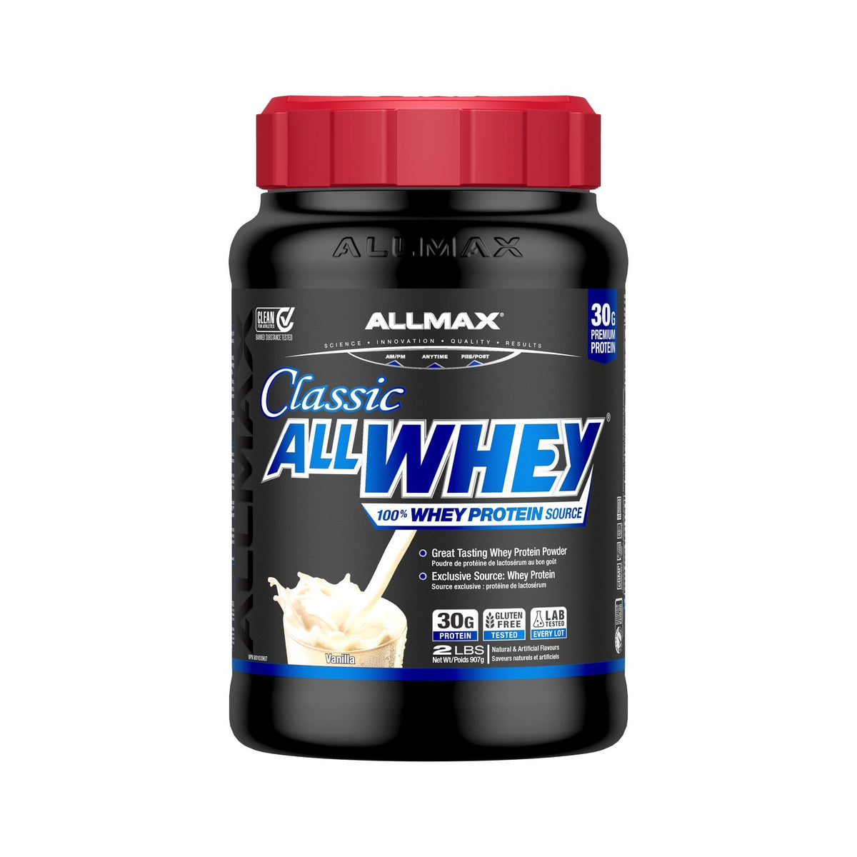 ALLMAX ALLWHEY Vanille en pot: protéine haute valeur pour l'apport journalier.