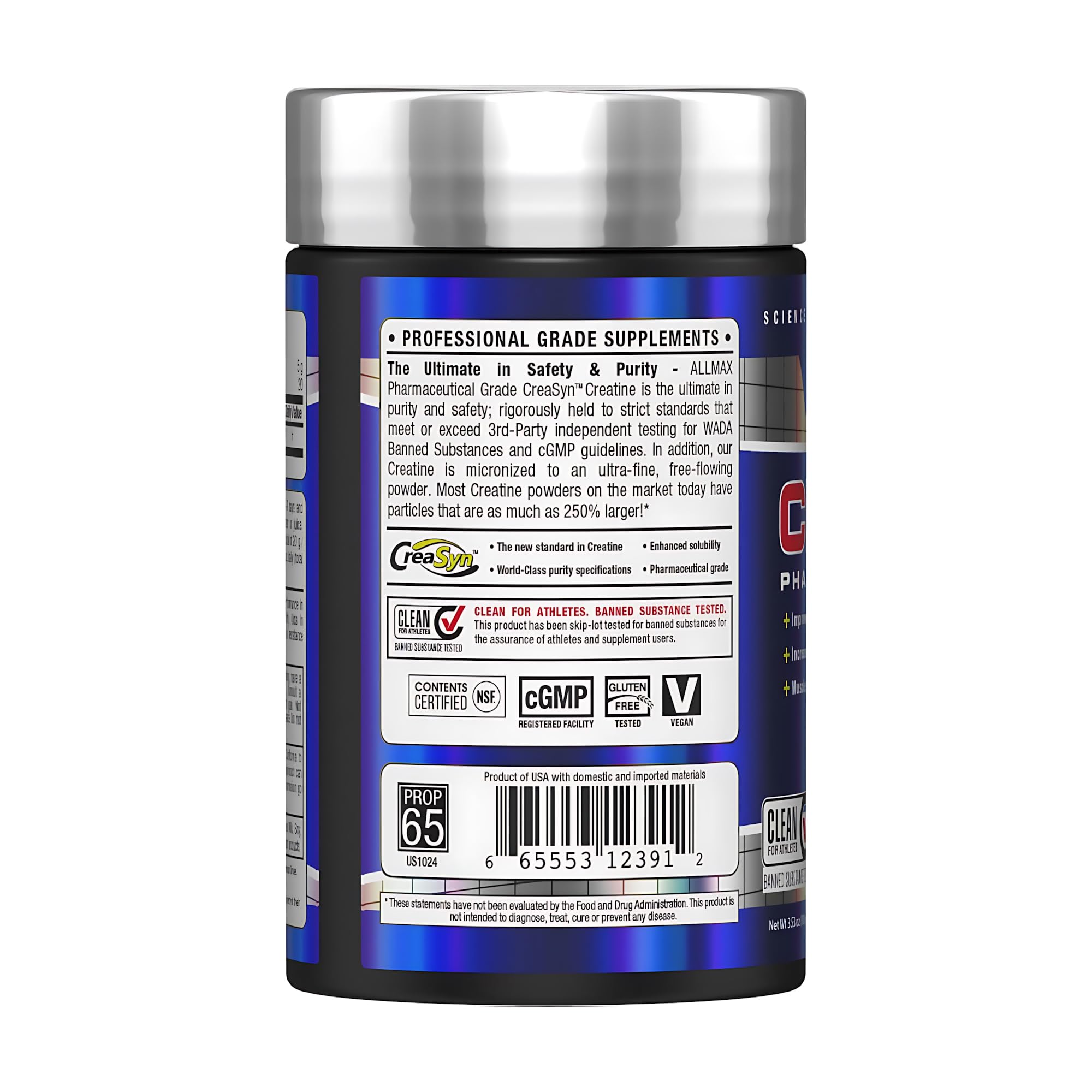 ALLMAX creatine monohydrate : boite 100 g sans arome pratique
