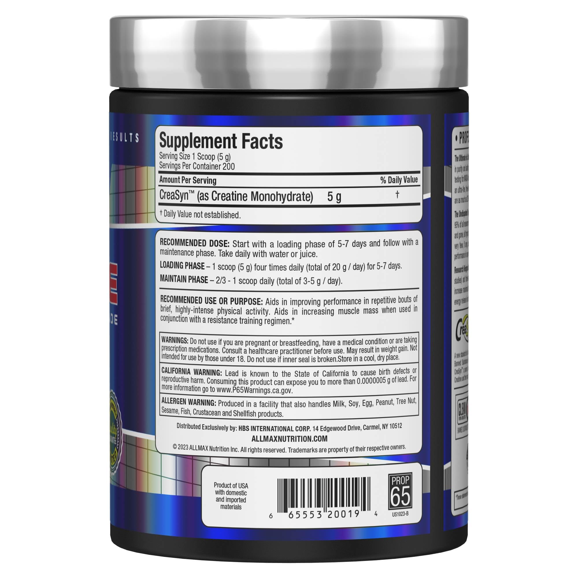 ALLMAX Créatine Monohydrate : dose-mesure, dose précise pour une utilisation quotidienne pratique.