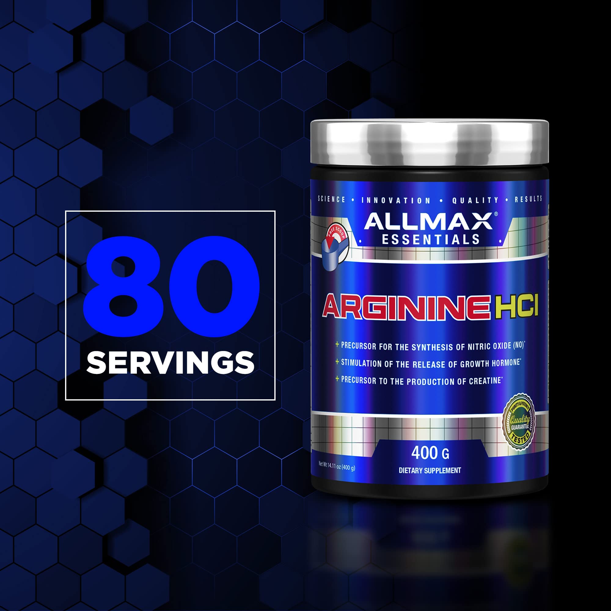 ALLMAX Essentials Arginine HCL — mélange eau, goût neutre, prise quotidienne pour énergie durable