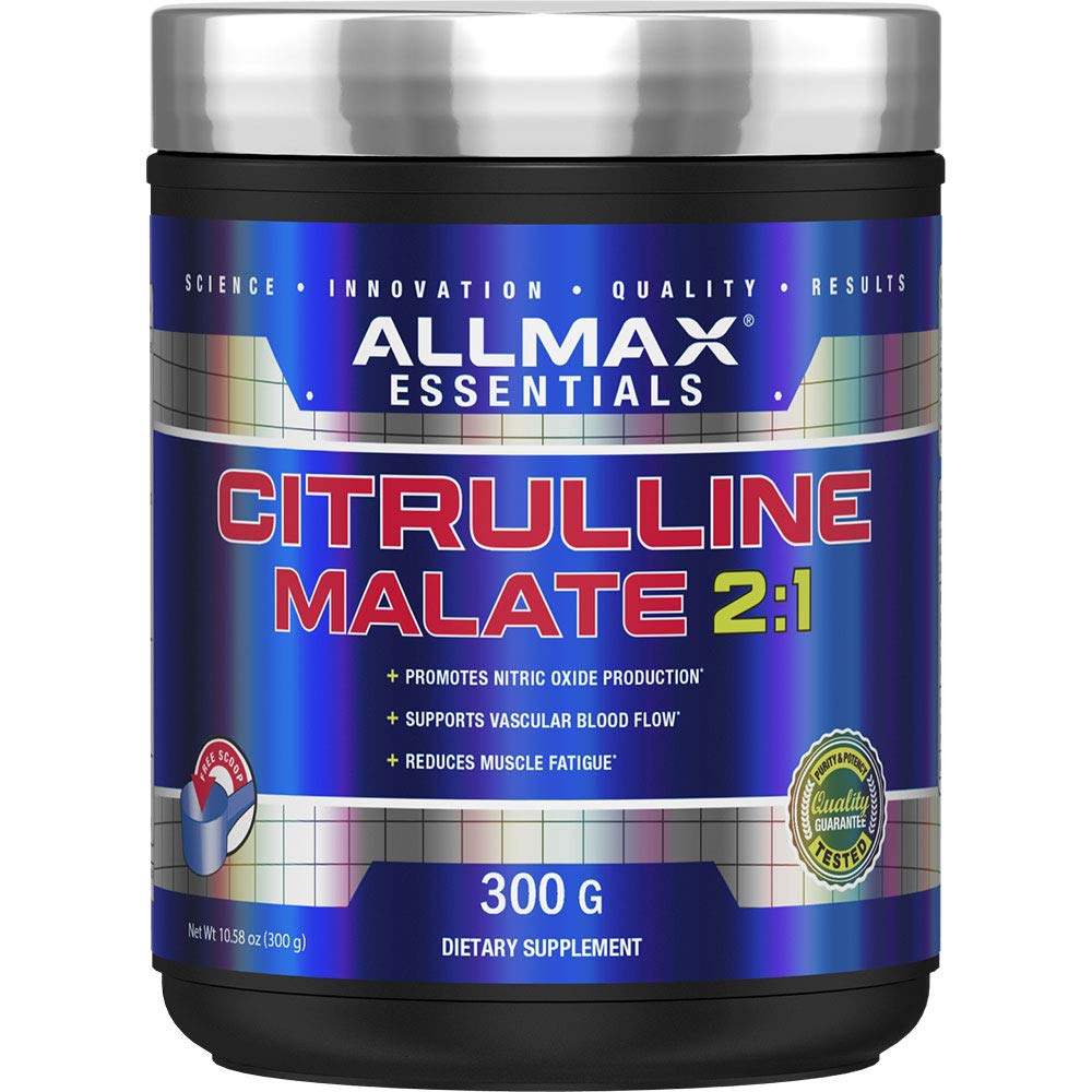 Allmax Essentials Citrulline Malate 2:1 — flacon, améliore la vascularisation pendant l'entraînement.