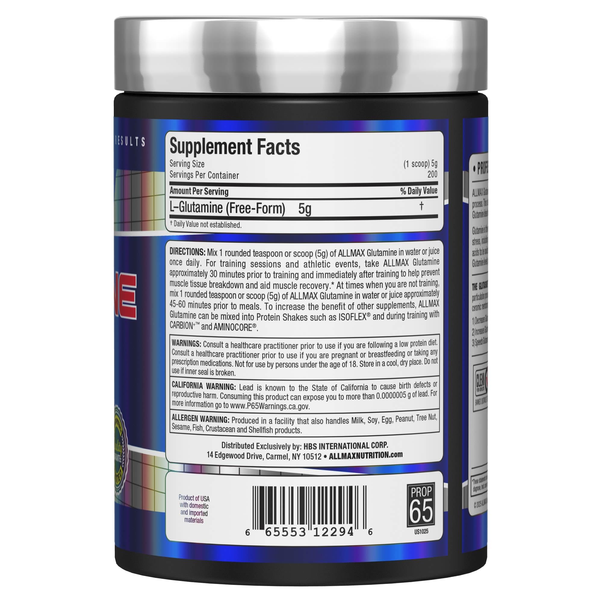 Glutamine ALLMAX se dissolvant rapidement dans l eau après l entraînement.