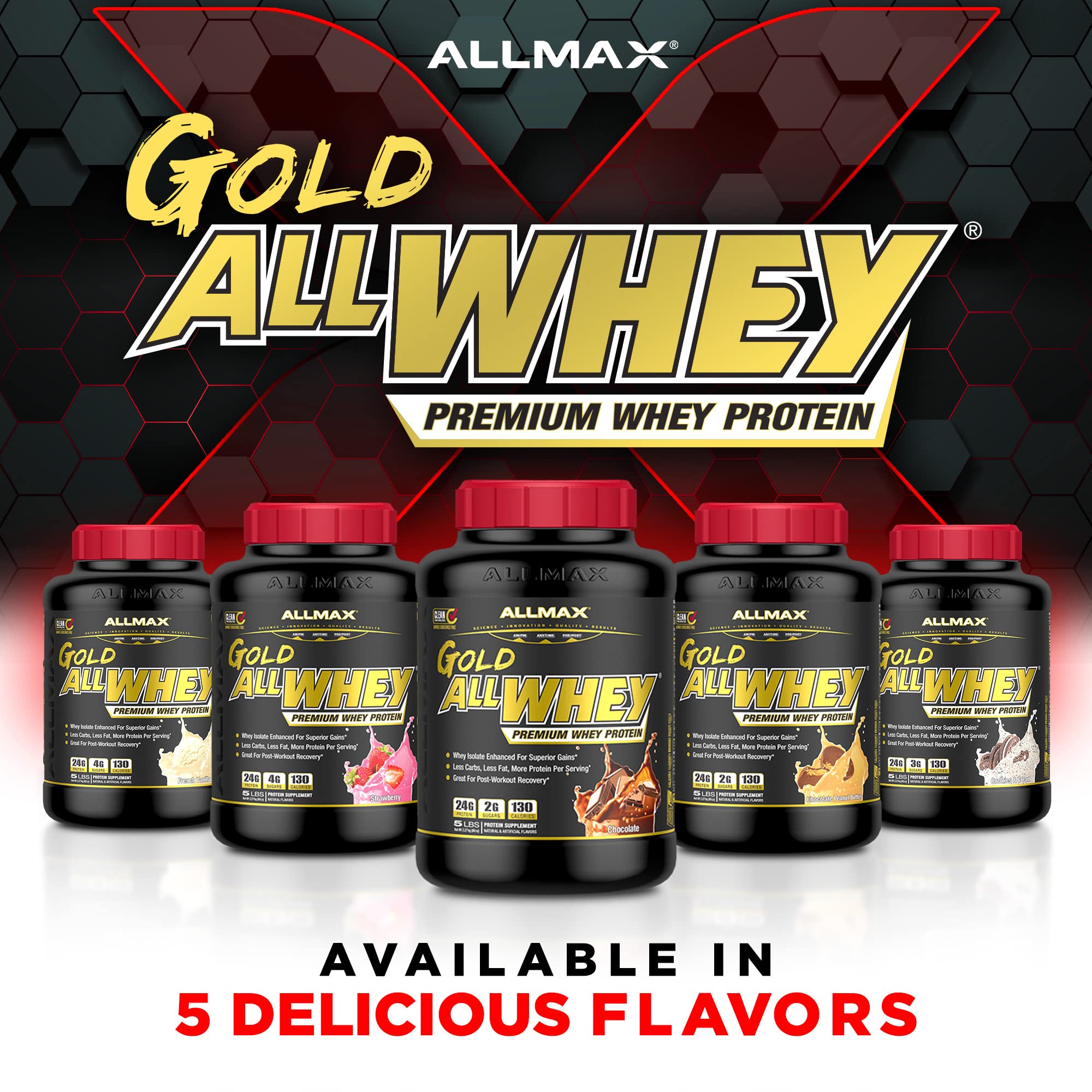 Emballage ALLMAX Gold ALLWHEY au design moderne et pratique