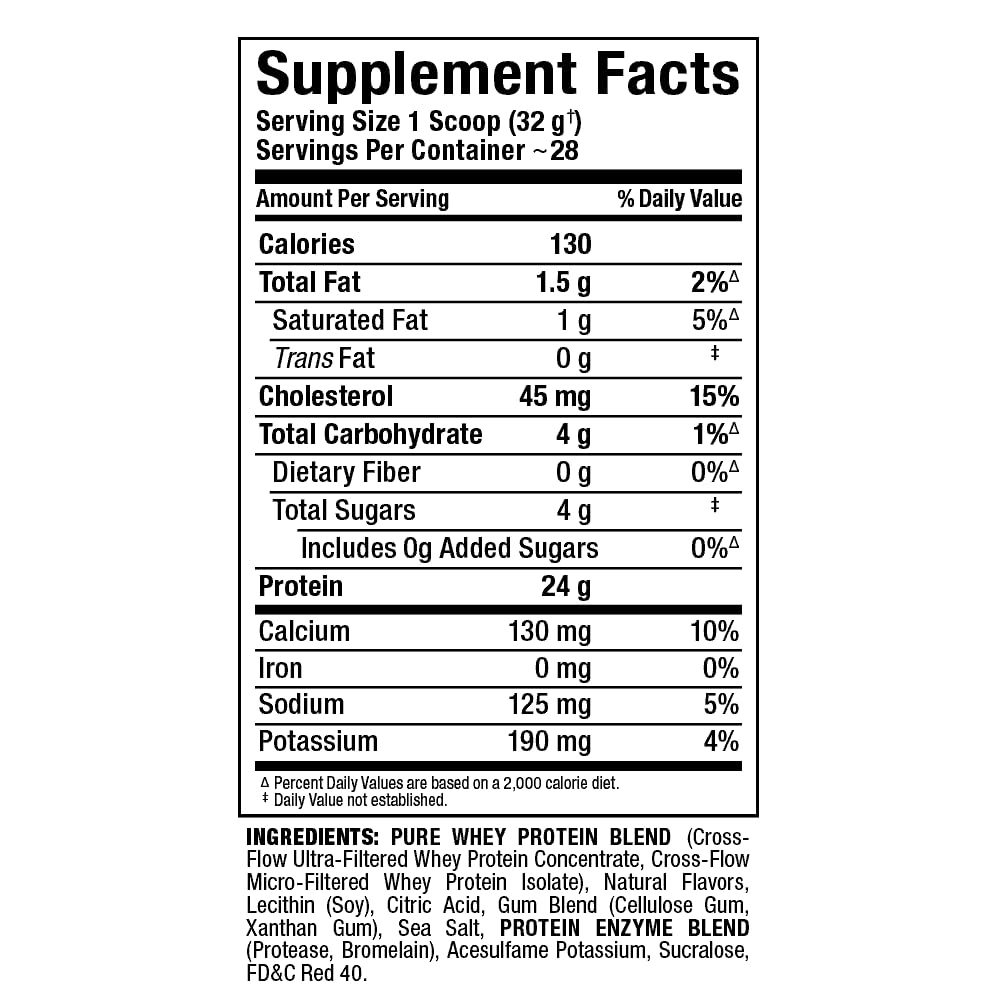 Protéine ALLMAX Gold ALLWHEY Fraise 24 g par portion.