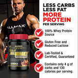 Mélange ALLMAX Gold ALLWHEY Fraise dans un verre, goût agréable.