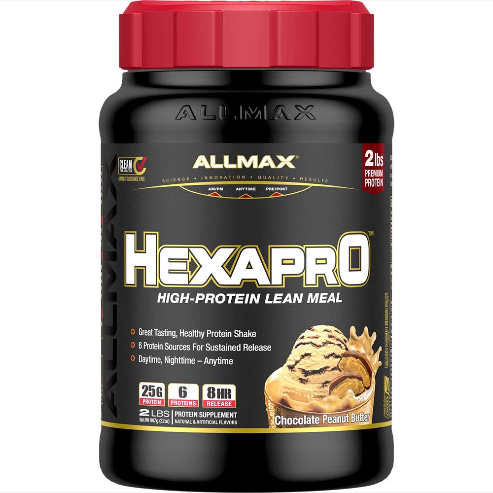 ALLMAX HEXAPRO chocolat beurre de cacahuète - pot appétissant pour énergie après l'entraînement.