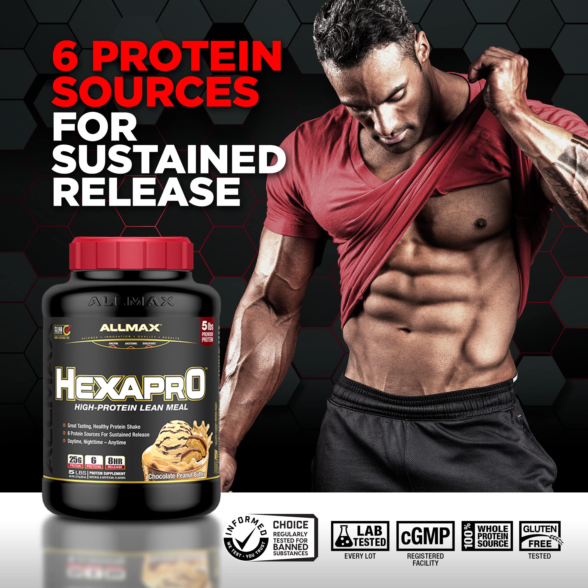 ALLMAX HEXAPRO scoop haut-pot - accès rapide à la dose parfaite.