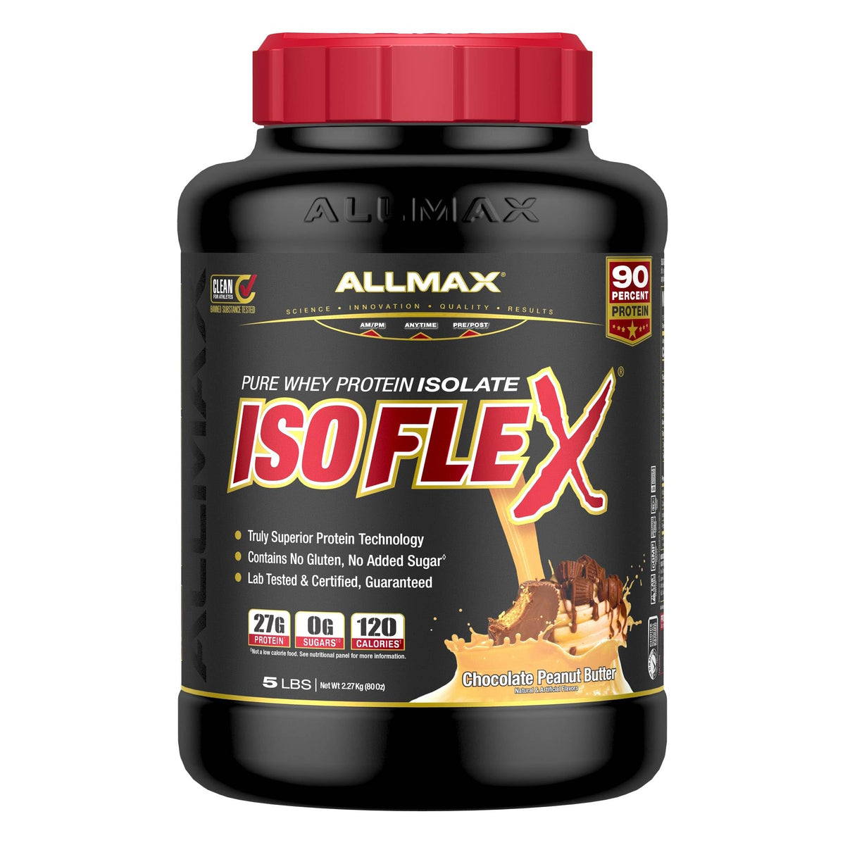 ALLMAX ISOFLEX Isolate avec texture cremeuse et saveur Chocolat Peanut Butter, récupération agréable.