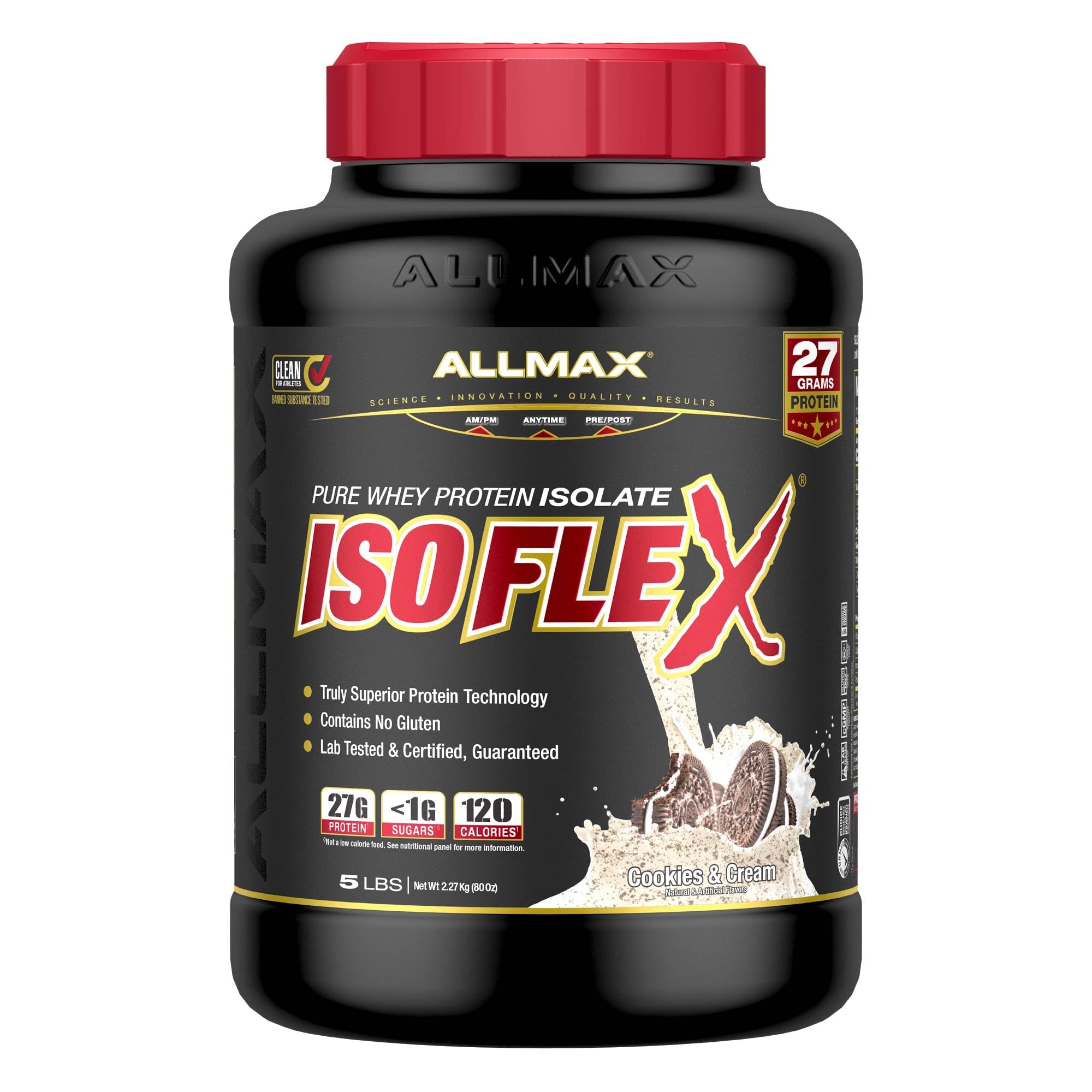ALLMAX Isoflex poudre protéine vanille, texture lisse idéale après l'entraînement.