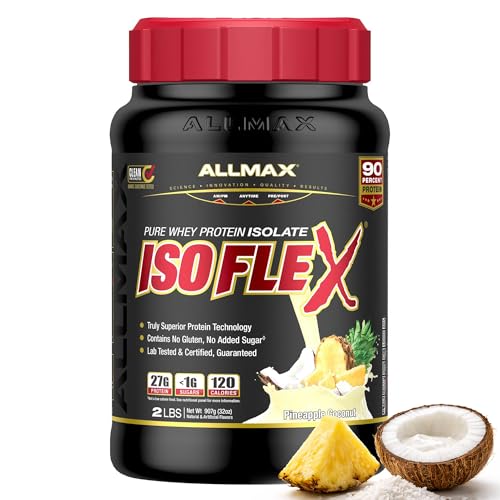 ALLMAX Isoflex, pot de poudre whey isolée, récupération rapide après l’entraînement.