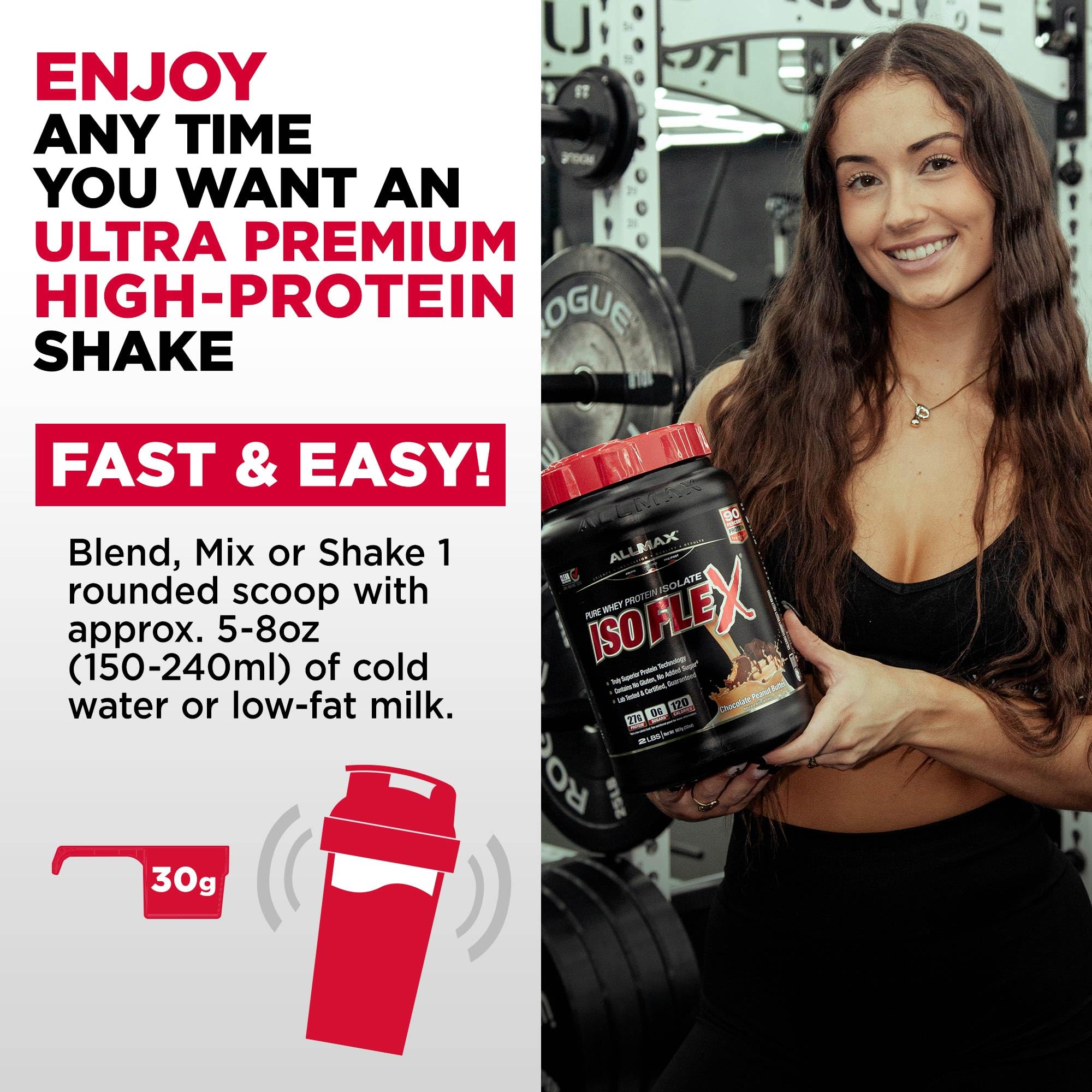 ALLMAX ISOFLEX isolat saveur vanille, boisson agréable et naturelle.