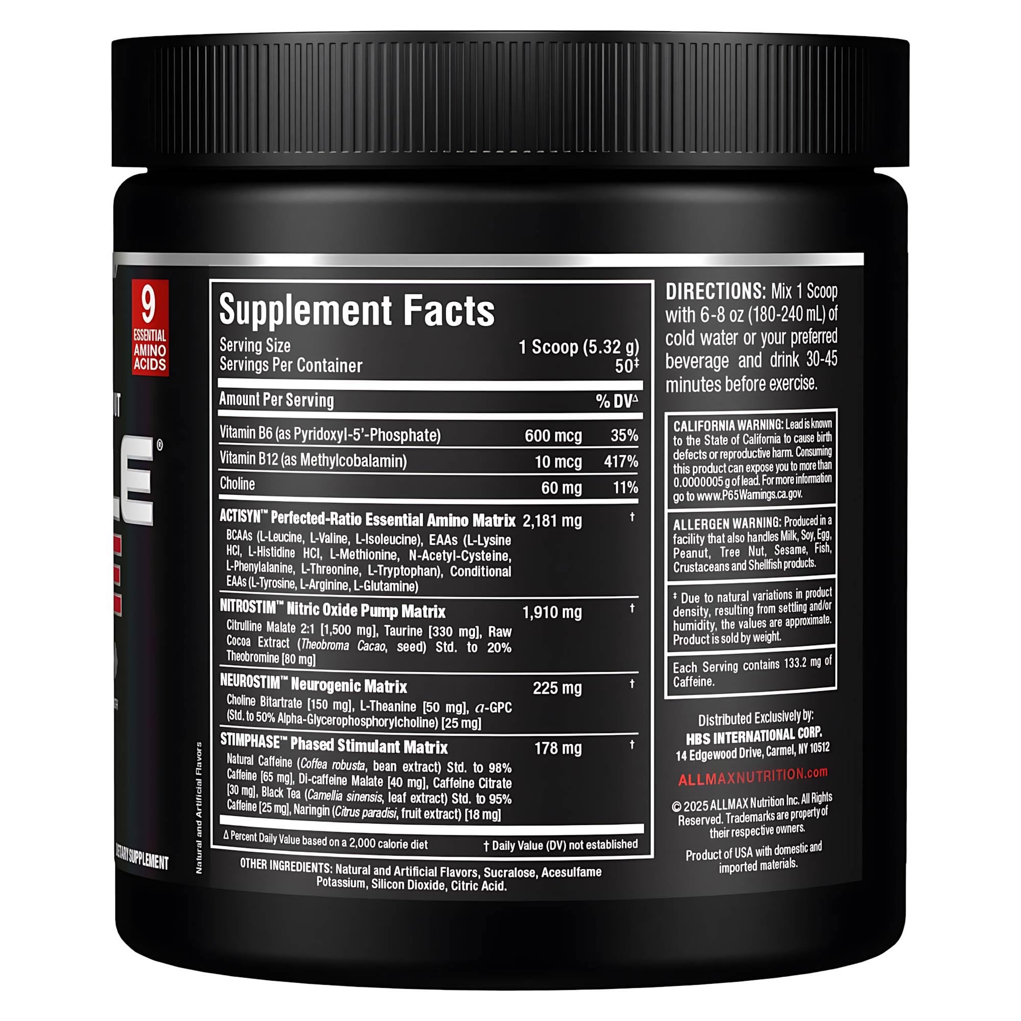 Poudre ALLMAX MusclePrime Framboise Blanche, texture lisse et dissolution rapide