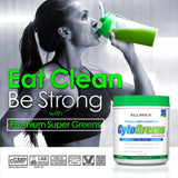 ALLMAX Naturals Cyto-Greens – emballage: présentation claire des ingrédients végétaux